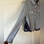 Free People Women’s Striped Long Sleeve Button Down Shirt Size S.P. Small Petite Photo 2