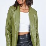 Princess Polly Morrison PU Green Blazer Jacket Faux Leather Photo 0