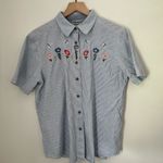 Cabin creek  Striped Button Down Shirt | Floral Embroidery | 100% Cotton | XL Photo 0