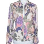 Juicy Couture Y2K Dopamine Floral Long Sleeve Zip Up Lightweight Bomber Jacket S Photo 0