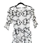 Joie  Alpheus White & Black Floral Eyelet Ruffled Silk Dress Size Small Photo 4