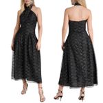 Shoshanna Olivia Metallic Scallope Mesh Halter Neck Black Dress Size 2 Photo 1