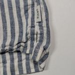 Orvis Linen Blend Womens XL Shirt Blue Striped Coastal Nautical Boat Beach Photo 9