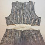 Forever 21 NWT Women Navy and Off White Striped Cut Out Back Sheath Dress Sz L # Photo 6