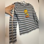 Vintage Looney Toons Embroidered Long Sleeve Shirt Tweety Bird graphic, 2000’s Blue Size M Photo 6