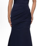 La Femme New  Off the Shoulder Satin Trumpet Gown In Navy‎ Size 18 Photo 0