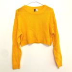 Divided H&M Solid Mustard Golden Open Weave Semi Sheer Crew Neck Sweater Small S Photo 1