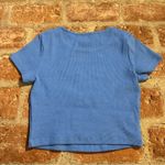 Princess Polly  classic crop organic cotton & elastane Blue Ribbed Top tshirt Photo 11