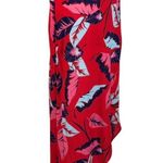 EXPRESS Red Tropical Floral Maxi Skirt With Asymmetrical Hem & Elastic Waistband Photo 0