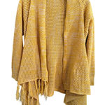 Davi & Dani Yellow Knit Fringe Waterfall Cardigan Sweater Women's S Photo 0