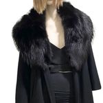 Vintage CAPELLA A Luxurious Fabric Fur Collar Black Open front Long Coat Size undefined Photo 6