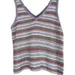 Cloud Chaser  Tank Top Womens L Purple Striped Crochet Knit Retro Y2K 70s Boho Photo 0
