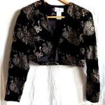 Scott McClintock Black Velvet Bolero Jacket Gold Floral Size 10P Photo 1