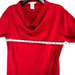 Joan Vass Dress Womens L Red Asymmetrical Cowl Neck Long Sleeve Draped Classic Photo 6