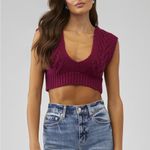 For Love & Lemons  Layton Burgundy Knit Sweater SET Vest & Skirt Set Small NWT Photo 4
