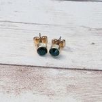 Vintage Green Stud Earrings For Pierced Ears Dainty Photo 1