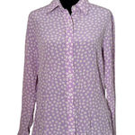 J. McLaughlin 100% Silk Button Up Top Women Size S Purple Ditsy Floral Preppy Photo 0