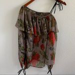 Topshop Large Floral Sheer Tie Arm Tie Strap Top 2 Photo 4