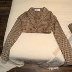 Plaid cropped blazer Brown Photo 0