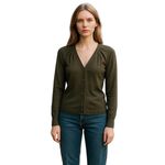 Magaschoni Cashmere Silk Long Sleeve Cardigan Dark Green Size XS Photo 1