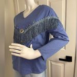 Sas’sa Vintage Fringe Western Shirt Size M Long Sleeve Rodeo Boho #333 Blue Size M Photo 1