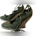 Tory Burch Heather Suede Green Gladiator Lace Espadrille Shoes Size 7 Boho Glam Photo 1