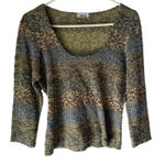 Star‎ CCC Y2k Size Large Green Blue Floral Earth Funky Round Neck Top Photo 0