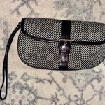 Banana Republic  vintage black and white wool wristlet clutch small purse, 100% leather - EUC Photo 0