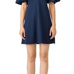 Amanda Uprichard Boca Mini Dress Women's Small Navy Blue Empire Waist RTR Photo 0