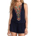 Nanette Lepore  Beach House Beaded Romper cover up Indigo swimwear vacation large Photo 0