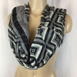 D&Y Black Gray & White Geometric Print Rectangular Infinity Scarve Scarf Photo 0
