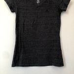 Adidas Solid Dark Gray Short Sleeve V-Neck Logo Activewear Tee T-Shirt Small S Photo 2