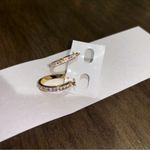 Plated Gold diamond Hoops Photo 1