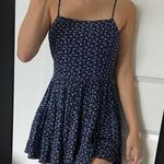 Brandy Melville loral dark blue and white flowy mini dress  Photo 0