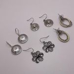 Lot Of 4 Dangle Drop Earrings Pierced Bead / Metal Silver Tone 1 Two Tone Photo 2