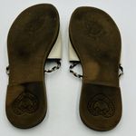 Brighton  Ivory Leather Slides Sandals Metallic Braiding Sz 7.5 Flats Olive Beach Photo 7