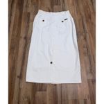 Harvé Benard  White Button Front Midi Skirt Cotton‎ Twill High Waist Photo 1