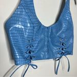 Princess Polly  high vibrations PU‎ halter top blue faux reptile leather womens 4 Photo 3