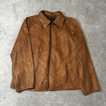 Lane Bryant Genuine Leather Jacket Textured Zip Front Women’s 14/16 Pockets Photo 0