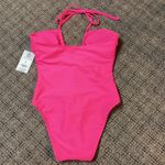No Boundaries  Hot Pink Deep V One Piece Swim Suit Size Small Photo 2