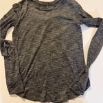 Lululemon  On The Run Long Sleeve Heathered Black Reflective Trim Thumbholes Sz 6 Photo 0