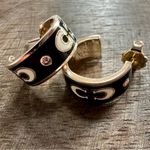 Coach NWT Signature Enamel Huggie Earrings; Black/Gold MSRP $88 Photo 7
