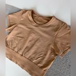 Aerie Offline Seamless Cropped Camel Workout Top Tan Short Sleeve Size XXL Photo 9