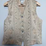 Vintage Liz Claiborne Beige Floral Pattern Button-Up Vest Photo 5