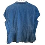 Vintage Blue Denim Pearl Snap Capped sleeve Shirt Boho Western coastal cowgirl Size XL Photo 7