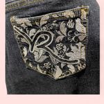 Rocawear Cute dark denim capri jeans silver embroidered back pockets stretchy  Photo 2