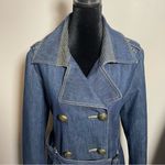 Tracy Porter Vintage Embroidered Denim Jacket Trench Coat Blue Size M Photo 12