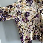 i.e. Woman 100% Silk Floral Blouse Size 3X Button Front Top Boho Botanical Print Purple Photo 7