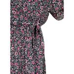 Miami  Black Floral Print Faux Wrap Tie Maxi Dress Flowy Boho Peasant Womens XS Photo 3