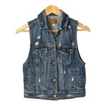 American Eagle Denim Vest Distressed Medium Wash Jean Sleeveless Size Small Photo 2